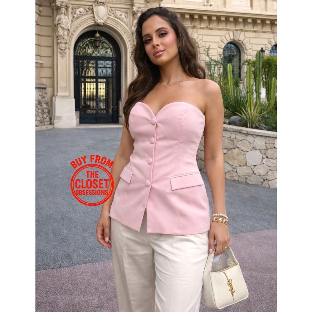ZARA Pink Strapless Corset Top NWT - Picture 3 of 16